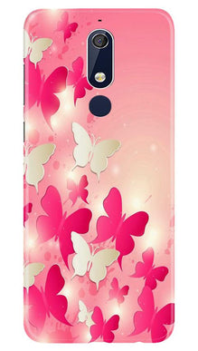White Pick Butterflies Mobile Back Case for Nokia 5.1 (Design - 28)