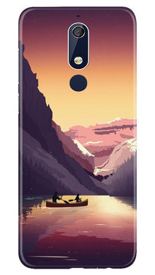 Mountains Boat Mobile Back Case for Nokia 5.1 (Design - 181)