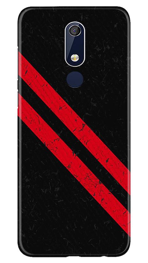 Black Red Pattern Mobile Back Case for Nokia 5.1 (Design - 373)