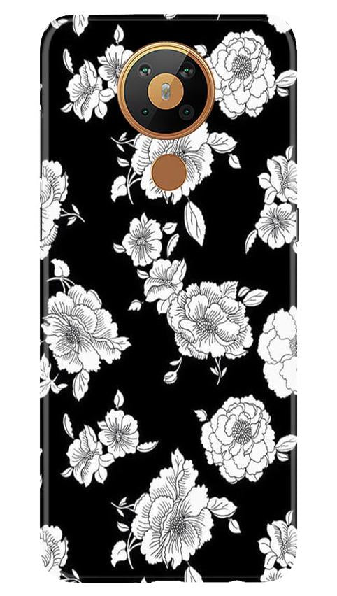 White flowers Black Background Case for Nokia 5.3