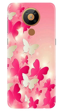 White Pick Butterflies Mobile Back Case for Nokia 5.3 (Design - 28)