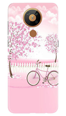 Pink Flowers Cycle Mobile Back Case for Nokia 5.3  (Design - 102)