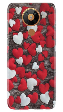 Red White Hearts Mobile Back Case for Nokia 5.3  (Design - 105)