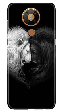 Dark White Lion Mobile Back Case for Nokia 5.3  (Design - 140)