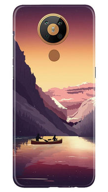 Mountains Boat Mobile Back Case for Nokia 5.3 (Design - 181)