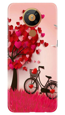 Red Heart Cycle Mobile Back Case for Nokia 5.3 (Design - 222)