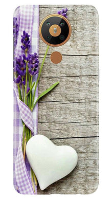 White Heart Mobile Back Case for Nokia 5.3 (Design - 298)