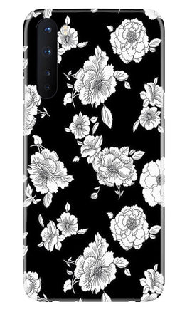 White flowers Black Background Case for OnePlus Nord