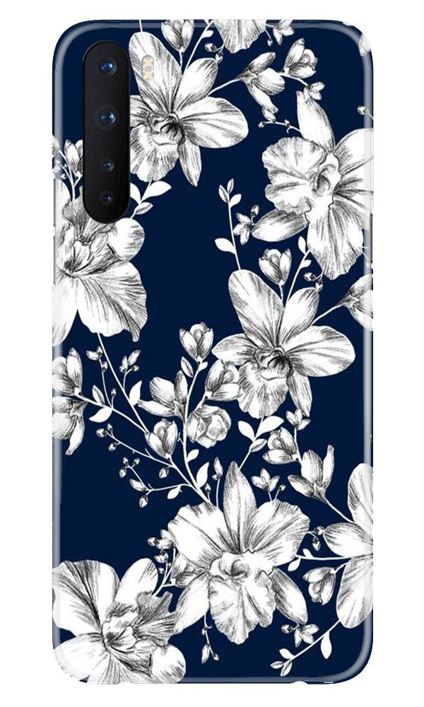 White flowers Blue Background Case for OnePlus Nord