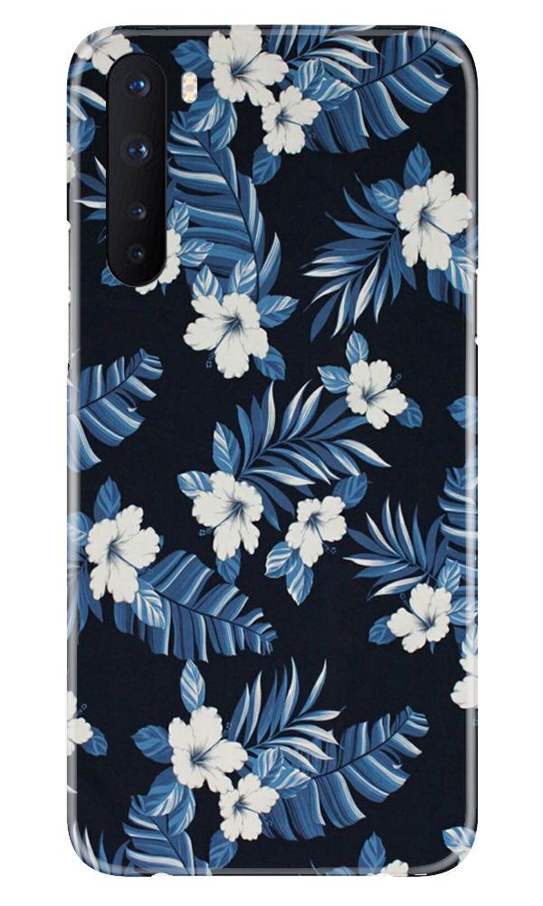 White flowers Blue Background2 Case for OnePlus Nord