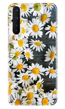 White flowers2 Mobile Back Case for OnePlus Nord (Design - 62)
