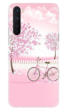 Pink Flowers Cycle Mobile Back Case for OnePlus Nord  (Design - 102)