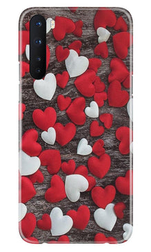 Red White Hearts Mobile Back Case for OnePlus Nord  (Design - 105)