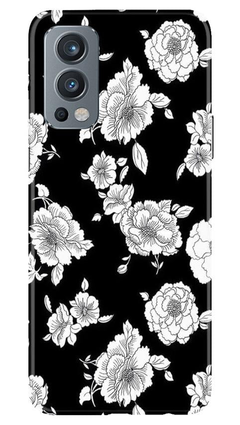 White flowers Black Background Case for OnePlus Nord 2 5G