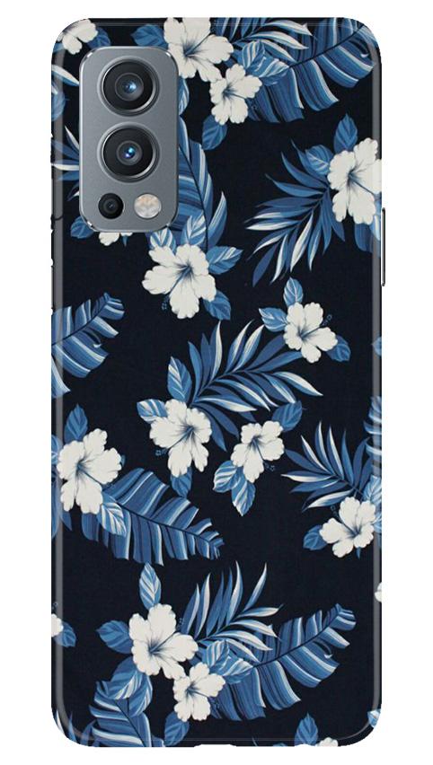 White flowers Blue Background2 Case for OnePlus Nord 2 5G