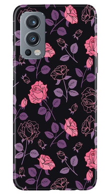 Rose Black Background Mobile Back Case for OnePlus Nord 2 5G (Design - 27)