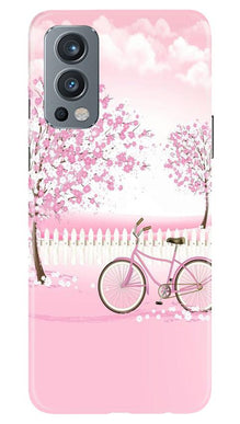 Pink Flowers Cycle Mobile Back Case for OnePlus Nord 2 5G  (Design - 102)