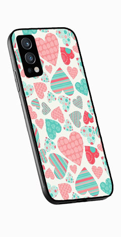 Hearts Pattern Metal Mobile Case for OnePlus Nord 2 5G   (Design No -22)