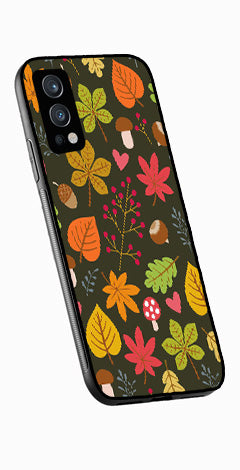 Leaves Design Metal Mobile Case for OnePlus Nord 2 5G   (Design No -51)