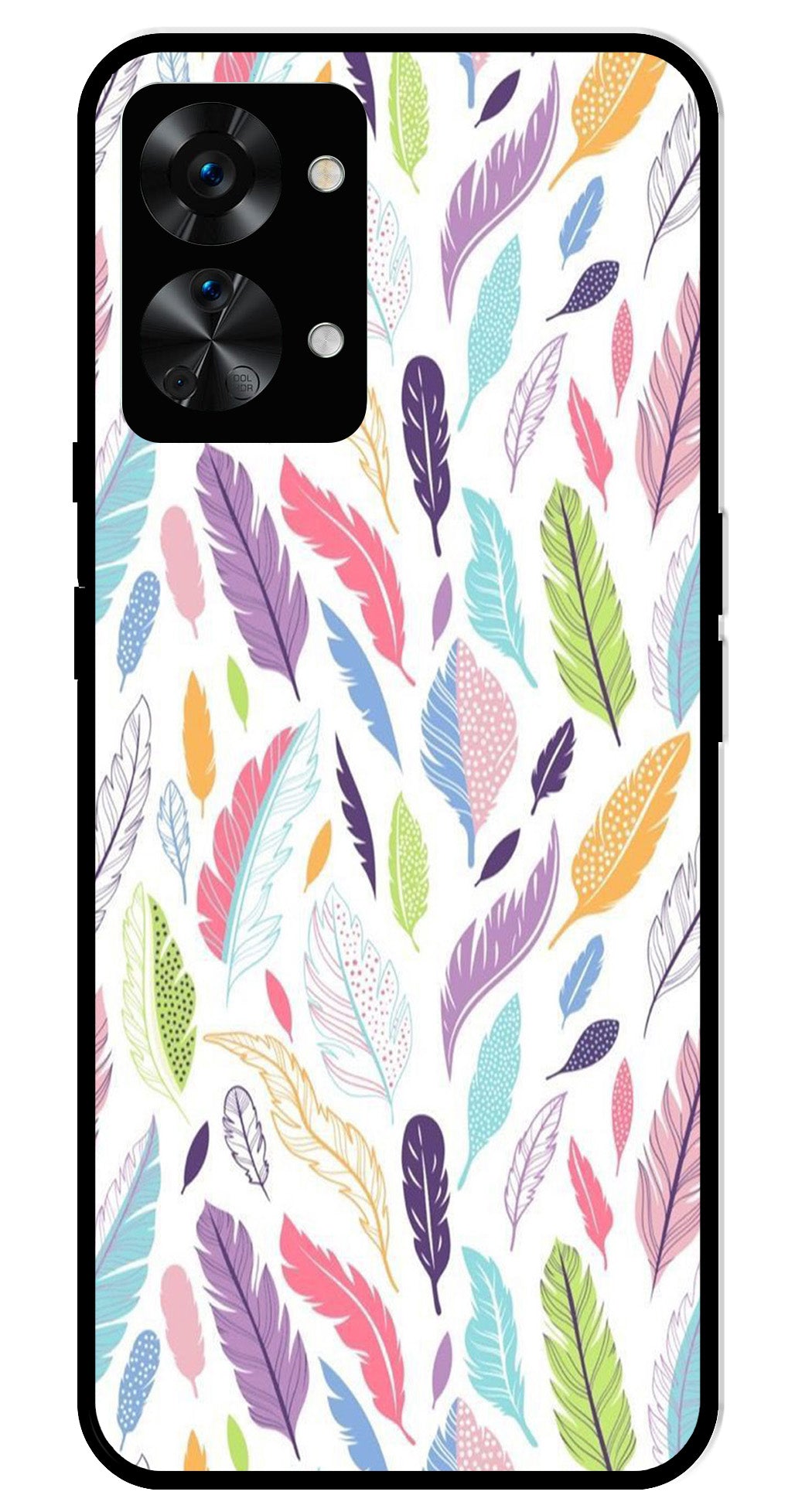 Colorful Feathers Metal Mobile Case for OnePlus Nord 2T 5G