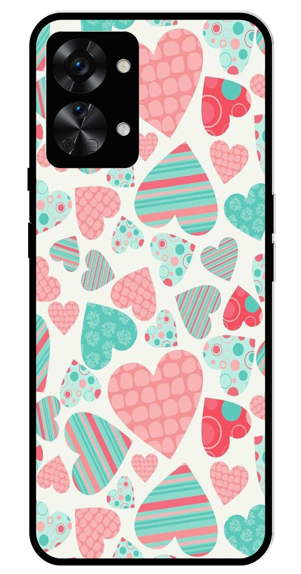 Hearts Pattern Metal Mobile Case for OnePlus Nord 2T 5G