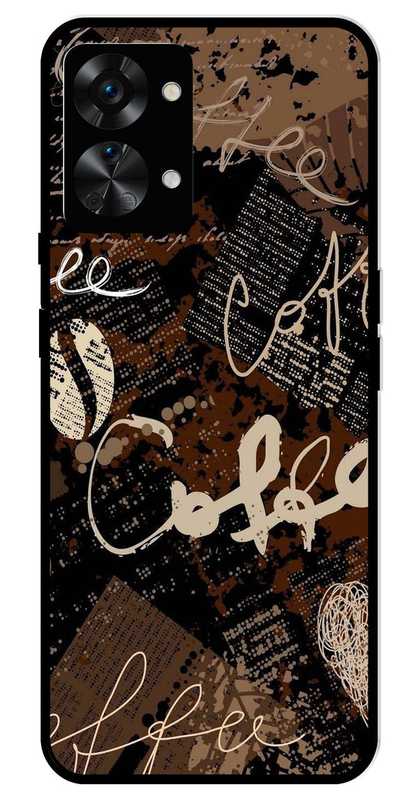 Coffee Pattern Metal Mobile Case for OnePlus Nord 2T 5G