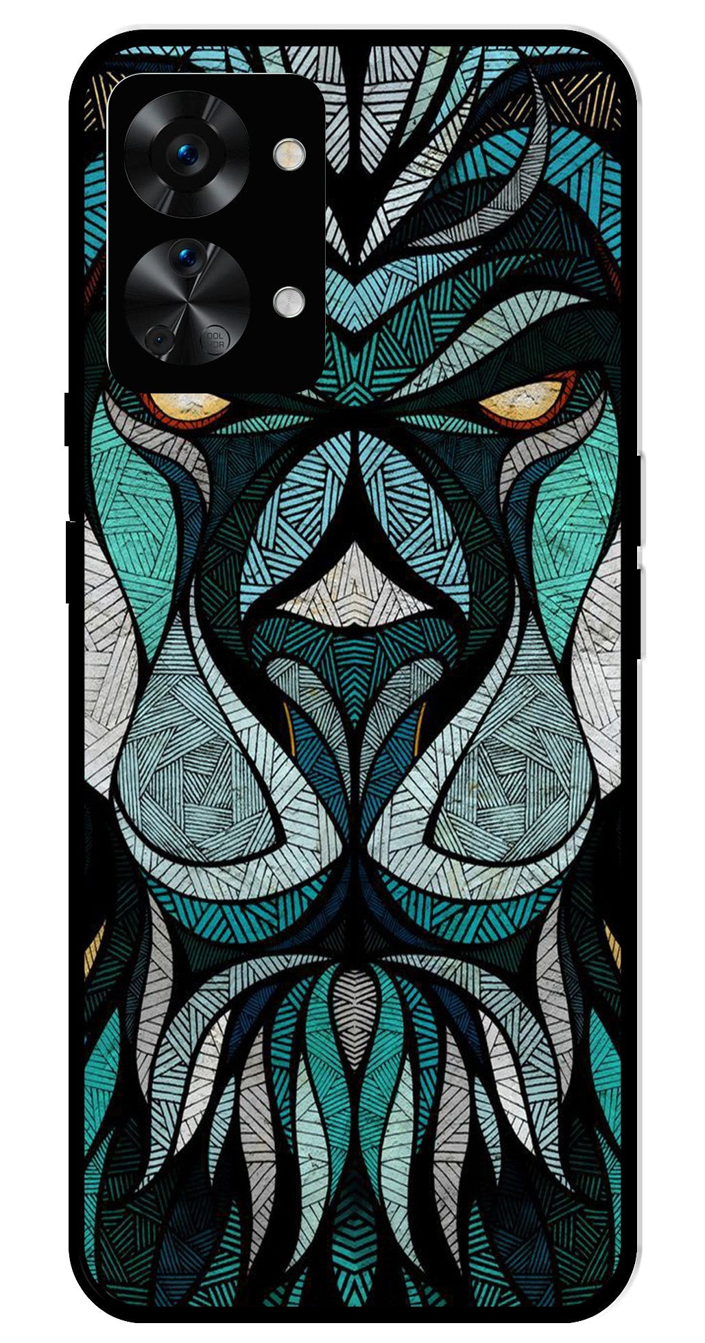Lion Pattern Metal Mobile Case for OnePlus Nord 2T 5G