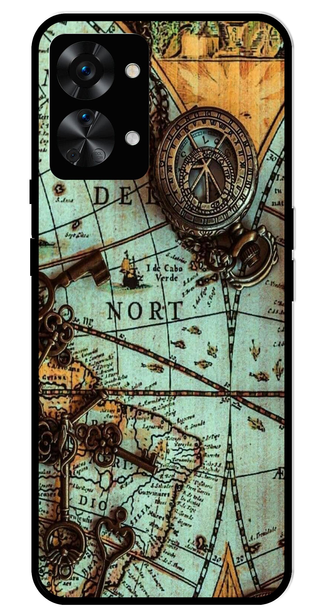 Map Design Metal Mobile Case for OnePlus Nord 2T 5G