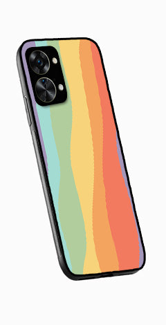 Muted Rainbow Metal Mobile Case for OnePlus Nord 2T 5G   (Design No -02)