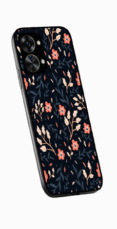 Floral Pattern Metal Mobile Case for OnePlus Nord 2T 5G   (Design No -10)