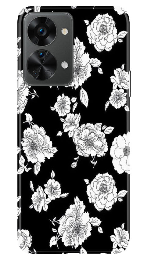White flowers Black Background Case for OnePlus Nord 2T 5G
