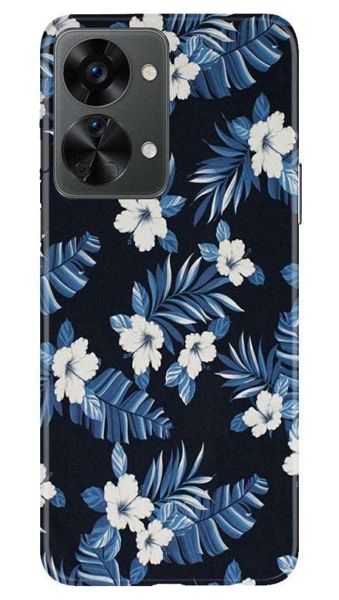 White flowers Blue Background2 Case for OnePlus Nord 2T 5G