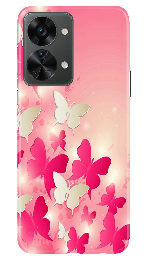 White Pick Butterflies Case for OnePlus Nord 2T 5G