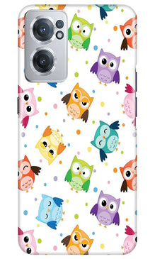 Owl Baground Pattern shore Mobile Back Case for OnePlus Nord CE 2 5G (Design - 13)