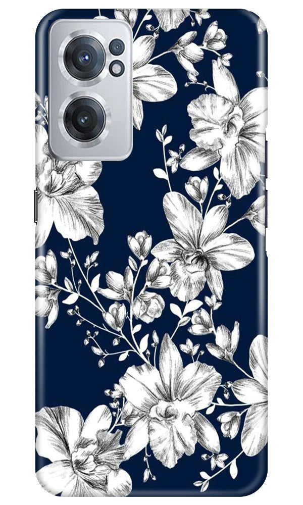 White flowers Blue Background Case for OnePlus Nord CE 2 5G