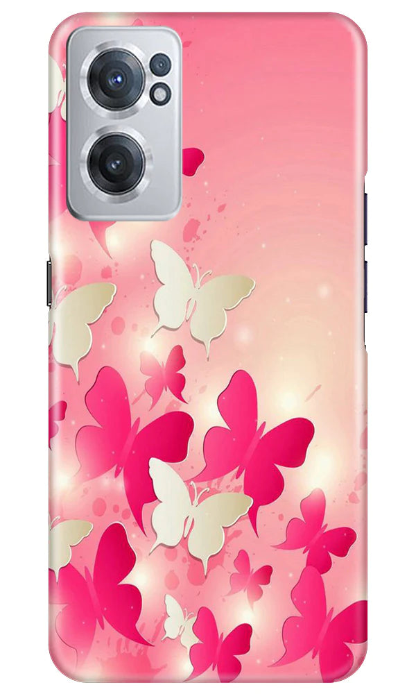 White Pick Butterflies Case for OnePlus Nord CE 2 5G