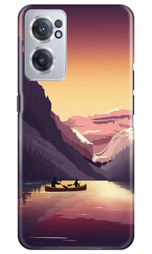 Mountains Boat Mobile Back Case for OnePlus Nord CE 2 5G (Design - 150)