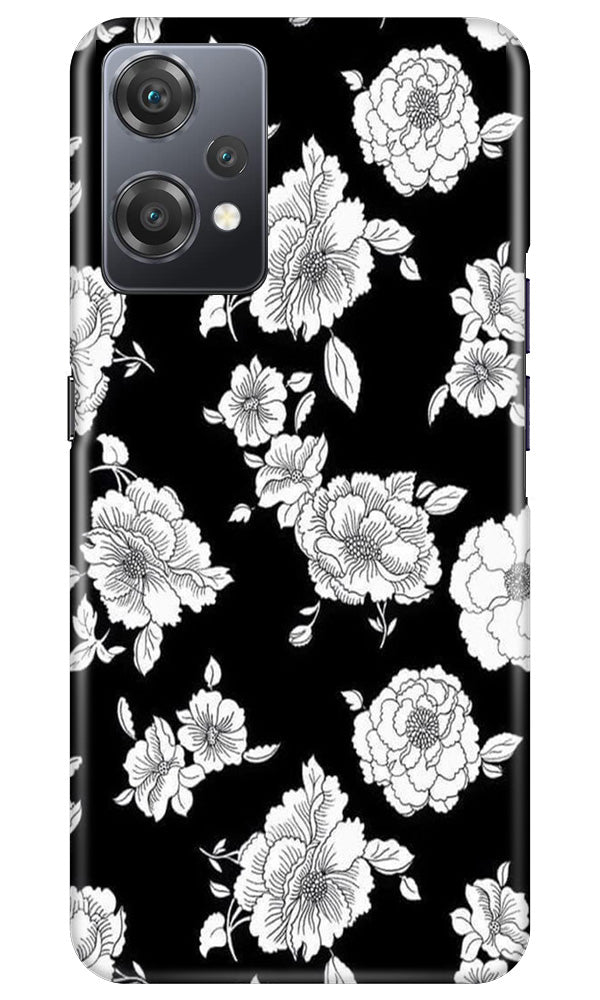 White flowers Black Background Case for OnePlus Nord CE 2 Lite 5G