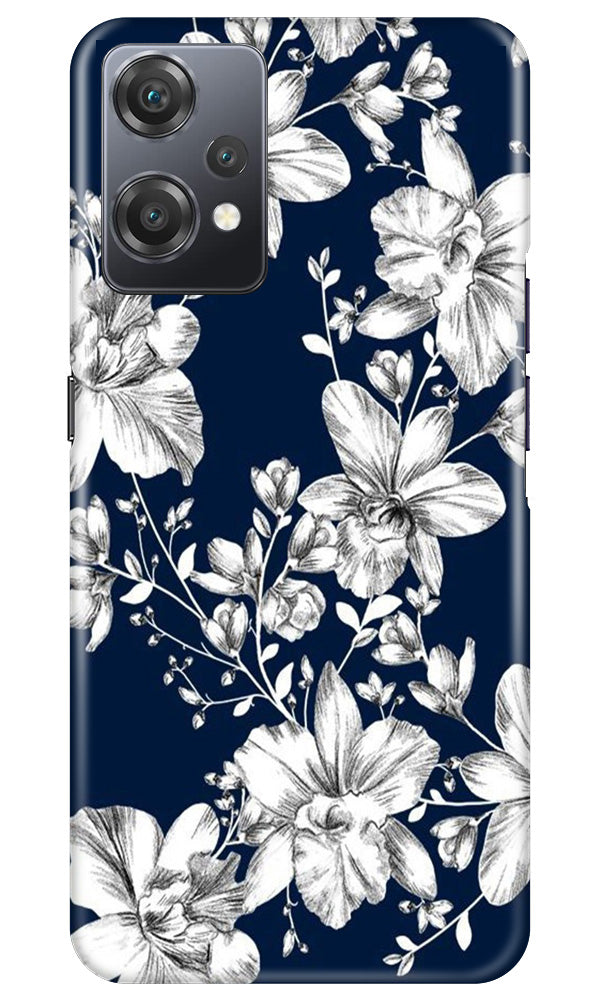 White flowers Blue Background Case for OnePlus Nord CE 2 Lite 5G