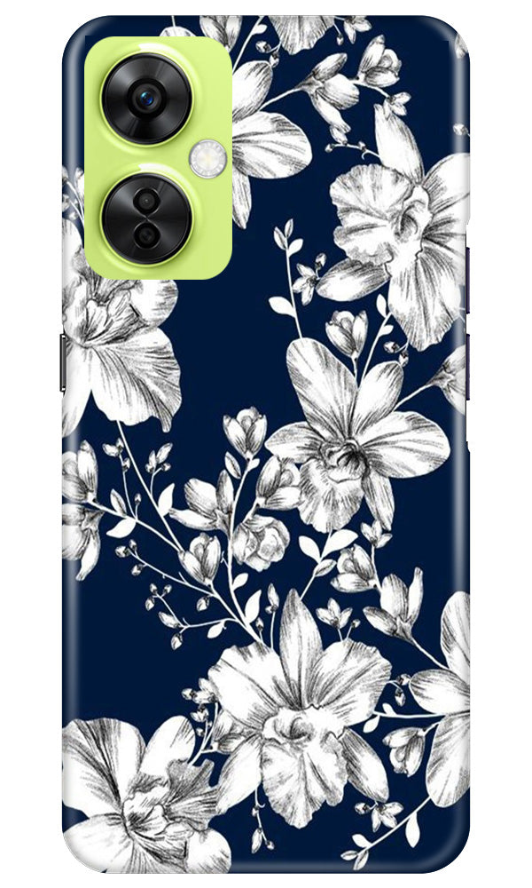 White flowers Blue Background Case for OnePlus Nord CE 3 Lite 5G