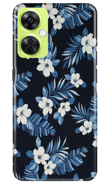 White flowers Blue Background2 Mobile Back Case for OnePlus Nord CE 3 Lite 5G (Design - 15)