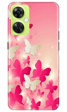 White Pick Butterflies Mobile Back Case for OnePlus Nord CE 3 Lite 5G (Design - 28)