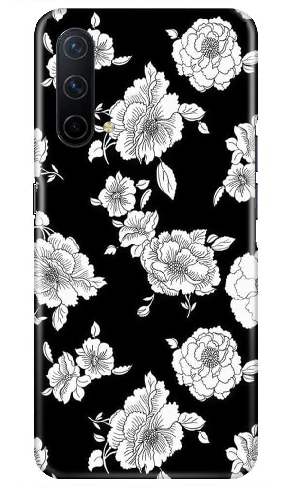 White flowers Black Background Case for OnePlus Nord CE 5G