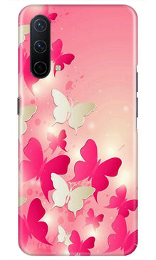White Pick Butterflies Mobile Back Case for OnePlus Nord CE 5G (Design - 28)