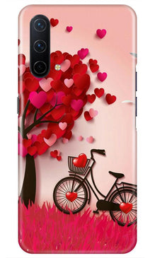 Red Heart Cycle Mobile Back Case for OnePlus Nord CE 5G (Design - 222)