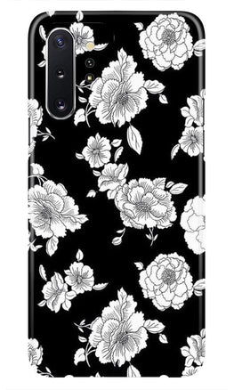White flowers Black Background Case for Samsung Galaxy Note 10