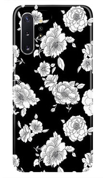 White flowers Black Background Mobile Back Case for Samsung Galaxy Note 10 Plus (Design - 9)
