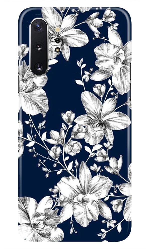 White flowers Blue Background Case for Samsung Galaxy Note 10 Plus
