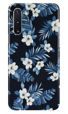 White flowers Blue Background2 Mobile Back Case for Samsung Galaxy Note 10 (Design - 15)