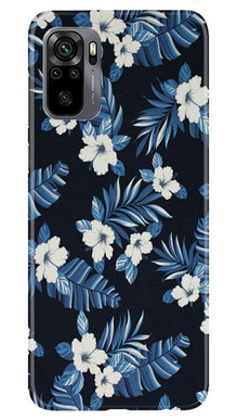 White flowers Blue Background2 Mobile Back Case for Redmi Note 10 (Design - 15)
